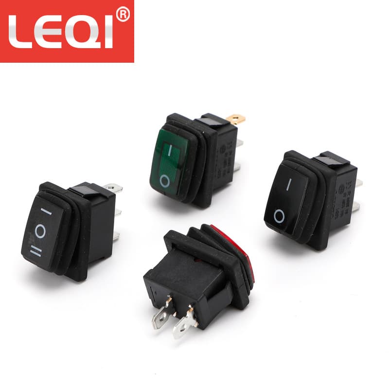 Waterproof Boat Switch KCD1 Dustproof Oil-proof Small Square Rocker Power Button 2/3 Pin 2-Position 3-Position with Light