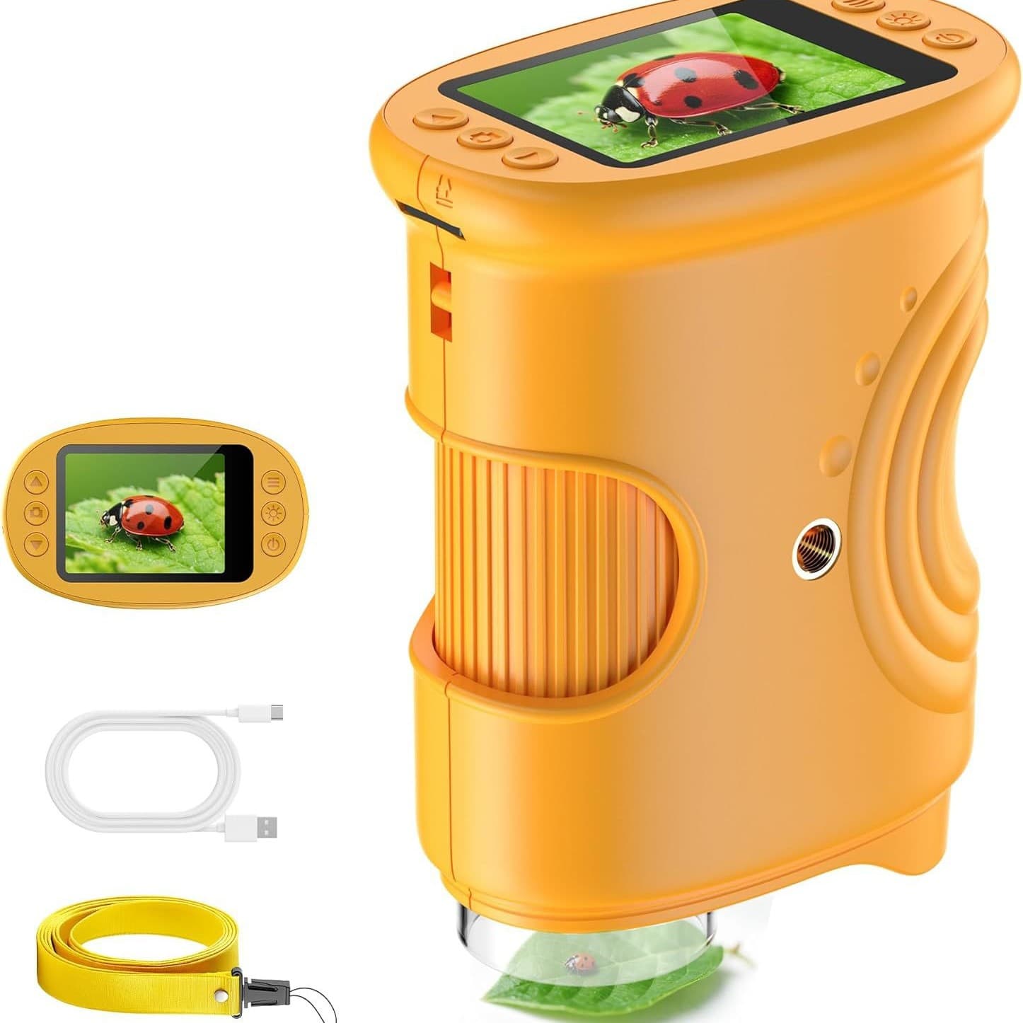 Outdoor exploration children's handheld digital microscope 2-inch screen high-definition portable magnifying glass teaching observation microscope