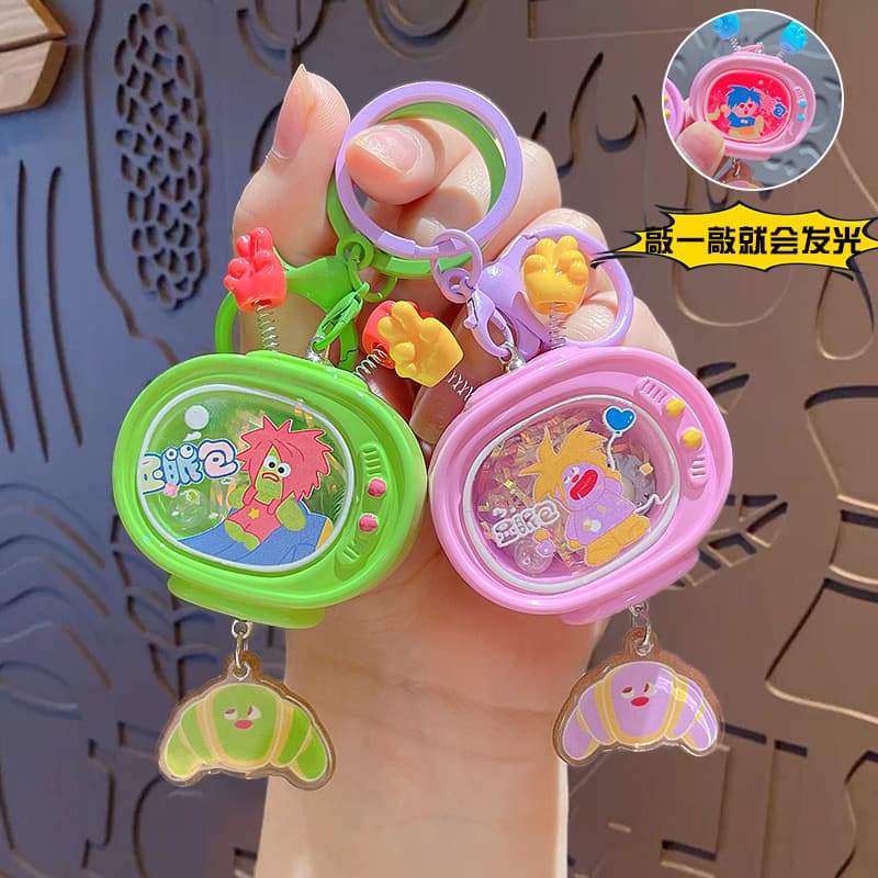 Creative Eye-Catching Glowing TV Keychain Cute Bag Car Ornament Key Chain Small Gift Wholesale