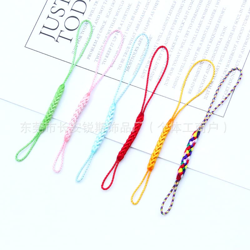 Factory wholesale rayon double-ended lanyard, mobile phone strap, braided USB flash drive strap, DIY mobile phone accessory, anti-loss
