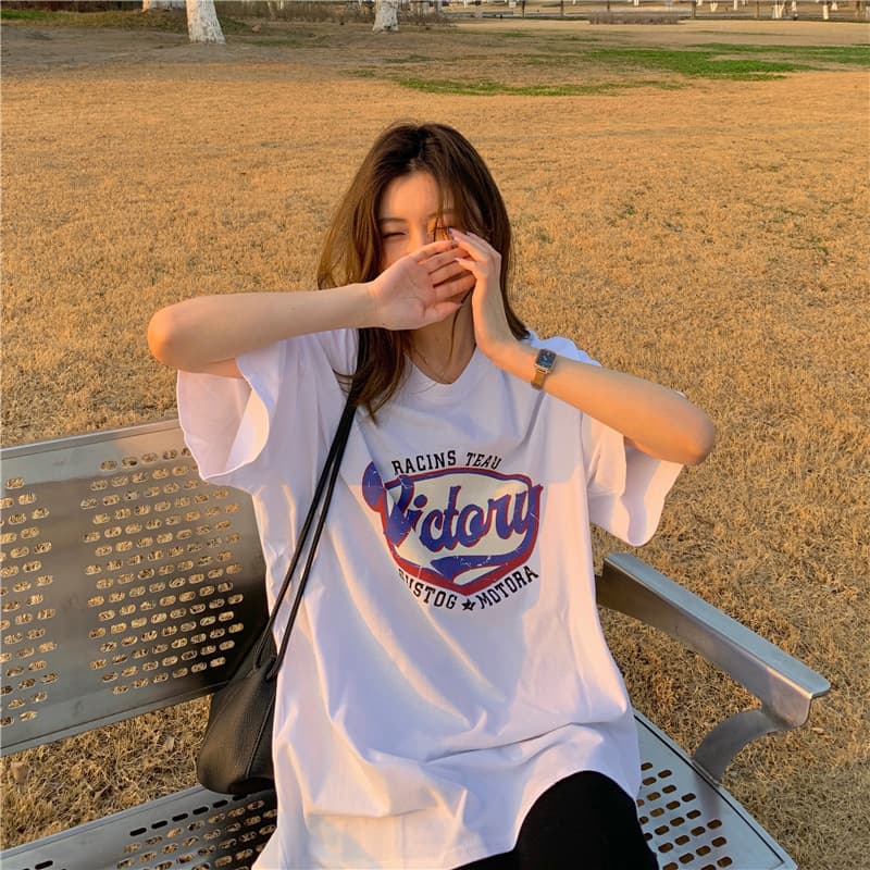 Loose Women's Vintage Short Sleeve T-shirt Summer Trendy Harajuku Style Streetwear Half Sleeve Top Comfortable Cotton Round Neck