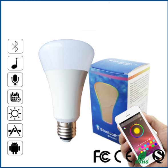 Smart light bulb, music-enabled color-changing RGBW bulb with app remote control, Bluetooth bulb.