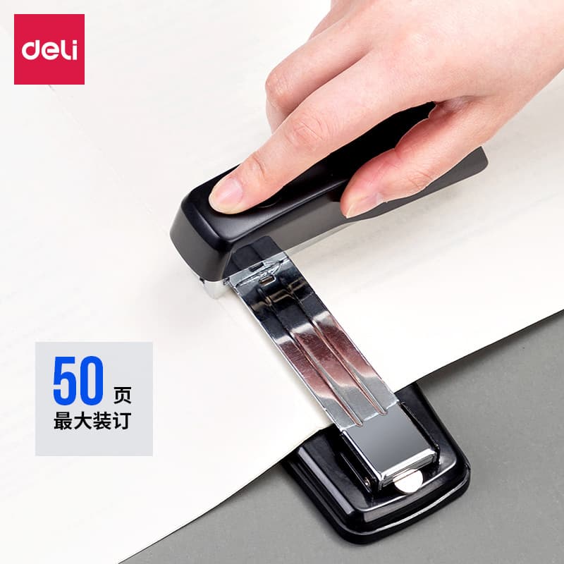 Deli Stapler 0414S Portable 8/24 Rotatable Heavy-Duty 50-Sheet Stapler Saddle Stitch for Homework