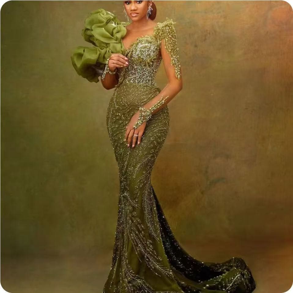 New Wedding Dress Heavy Embroidery Beaded Lace Elegant Slim Fit Mermaid Wedding Gown T6594