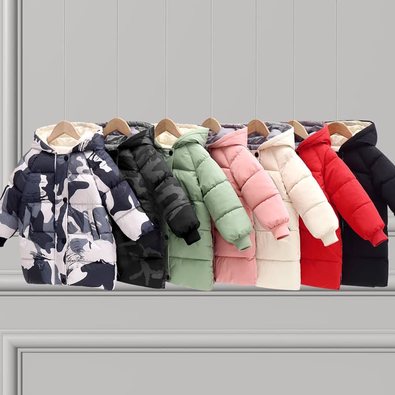 2023 New Children's Cotton-Padded Jackets, Mid-Length for Boys, Winter Korean-Style Cotton Coats for Girls, Thickened Clothing for Babies