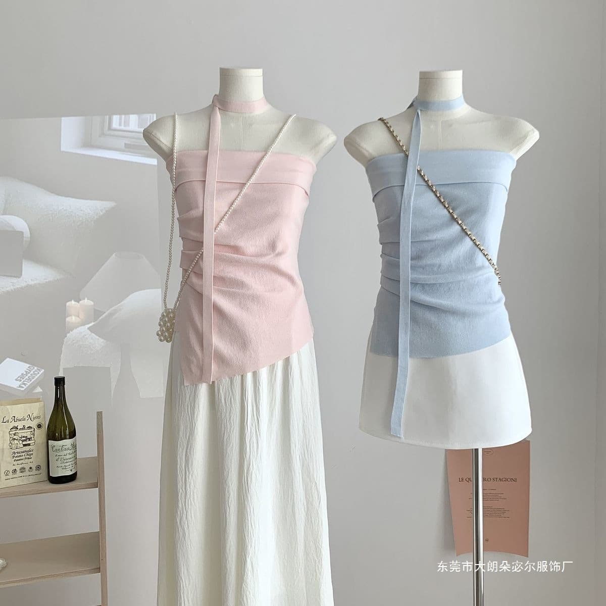 Ins Influencer Style Sweetheart Off-Shoulder Tube Top Women's New Pleated Asymmetric Design Split Short Sleeveless Top