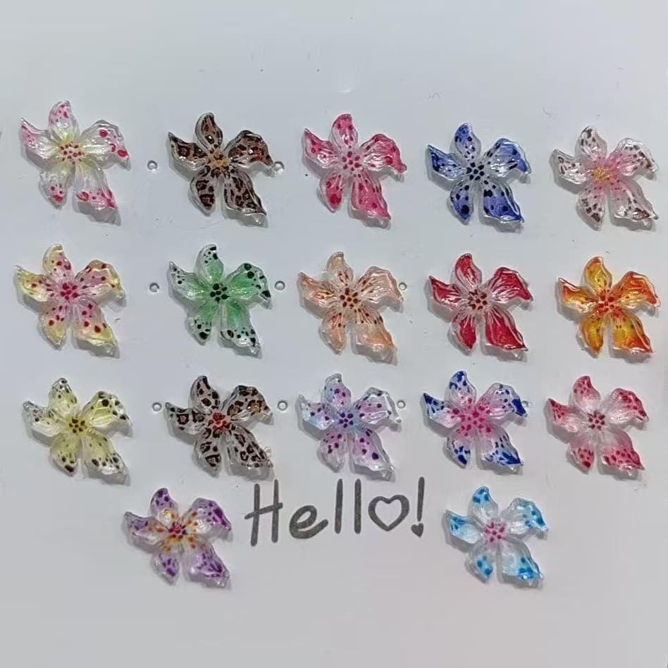 Cross-border popular ice crystal flower nail art decorations, mixed style jelly 3D resin lily nail art, wearable nail rhinestone wholesale.