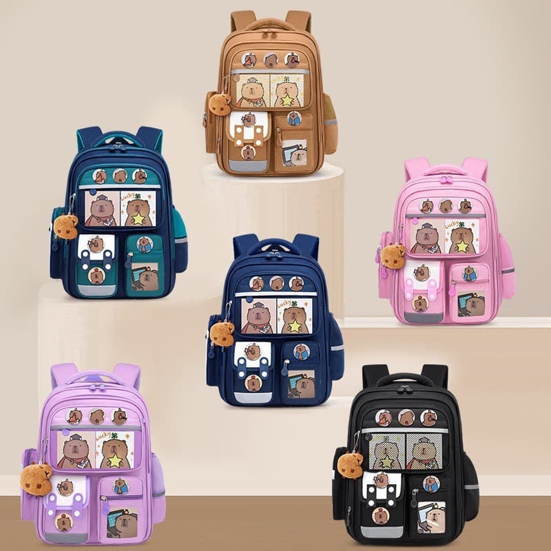 New Capybara Backpack for Girls Elementary School Grades 1-3-6
