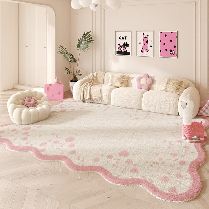 Cute Carpet for Living Room Sofa Floor Mat Pink Dopamine Girl Bedroom Washable Bedside Rug Kids Room Foot Mat