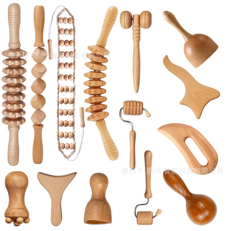 8-Piece Wooden Facial Massage Tool Set Roller Facial Massager Relax Belly Fat Wood Therapy Massager