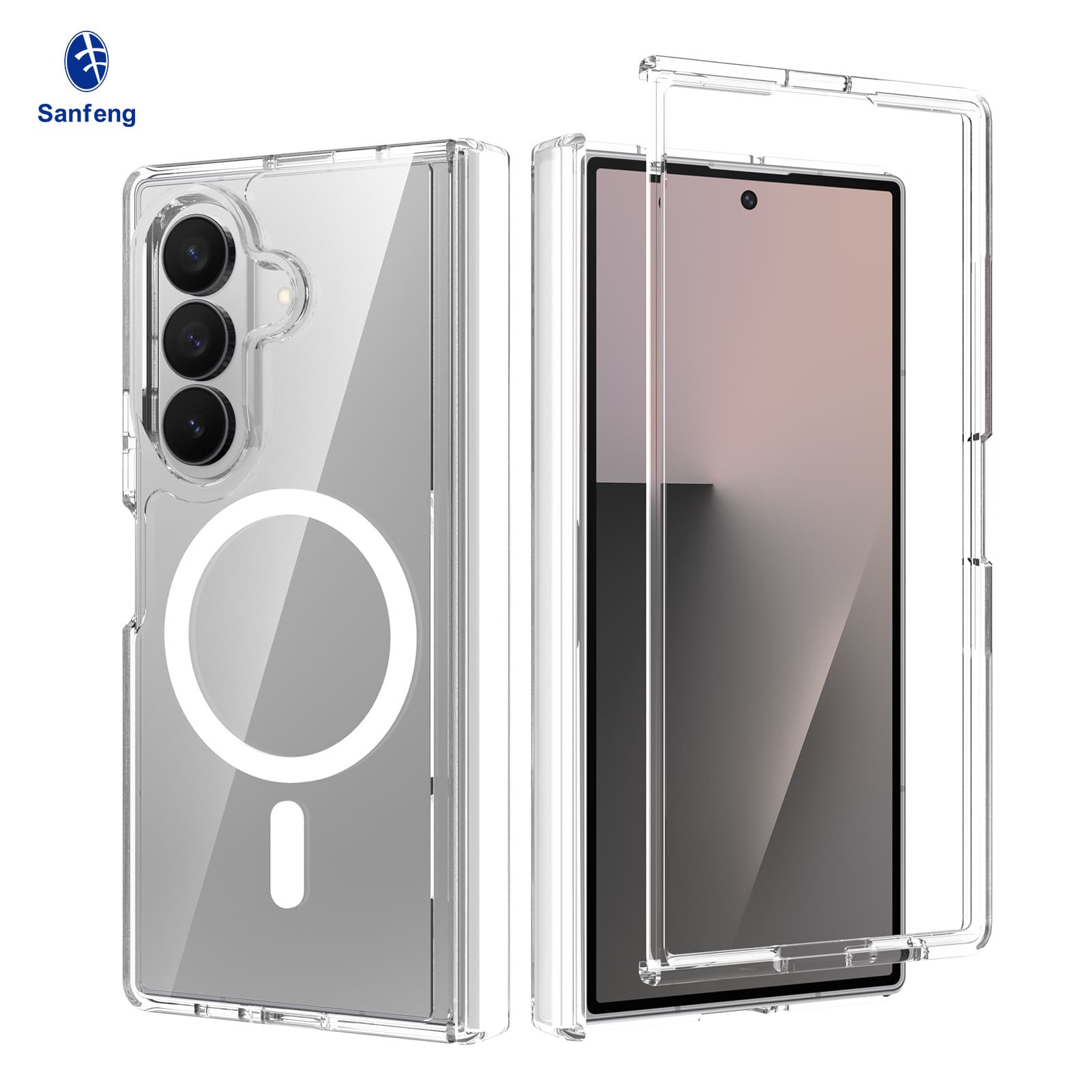 Suitable for Samsung Galaxy Z Fold8Ultra Side Cover Magnetic Phone Case Transparent Anti-Scratch MagSafe