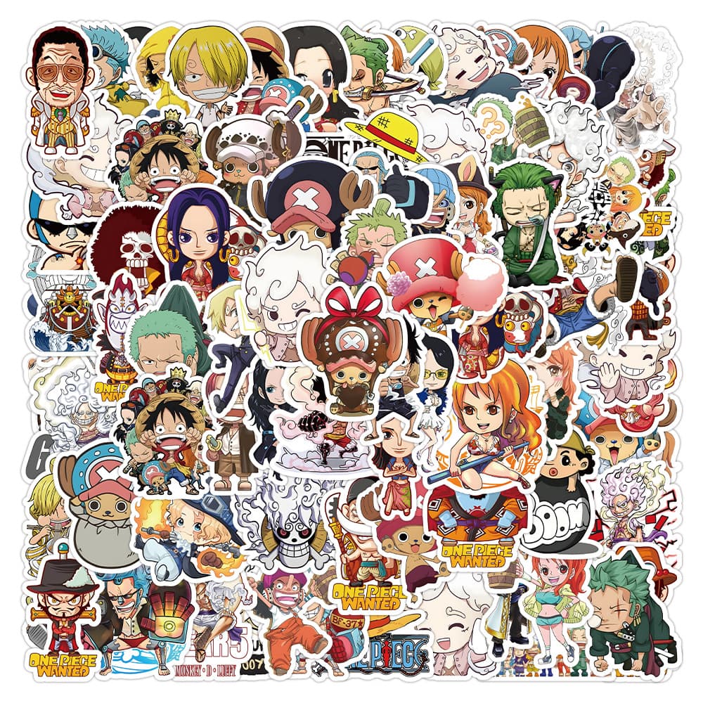 100pcs Q Version One Piece Gear 5 Luffy Student Hand Account Diary Decorative Stickers Notebook Pattern Stickers Wholesale