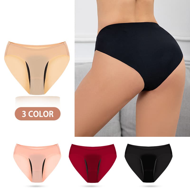 Cross-border Ice Silk Seamless One-Piece Four-Layer Physiological Panties, Absorbent Leak-Proof Postpartum Menstrual Period Triangle Briefs