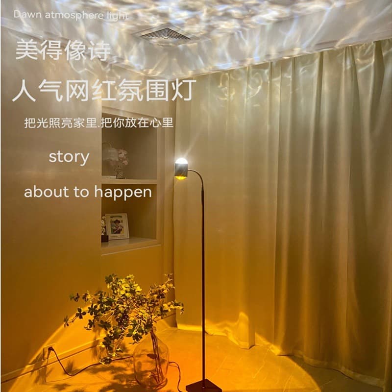 Double-Head Water Ripple Sunset Lamp, Rainbow Color Projection Light for Creative Livestream Fill Lighting and Viral Atmosphere
