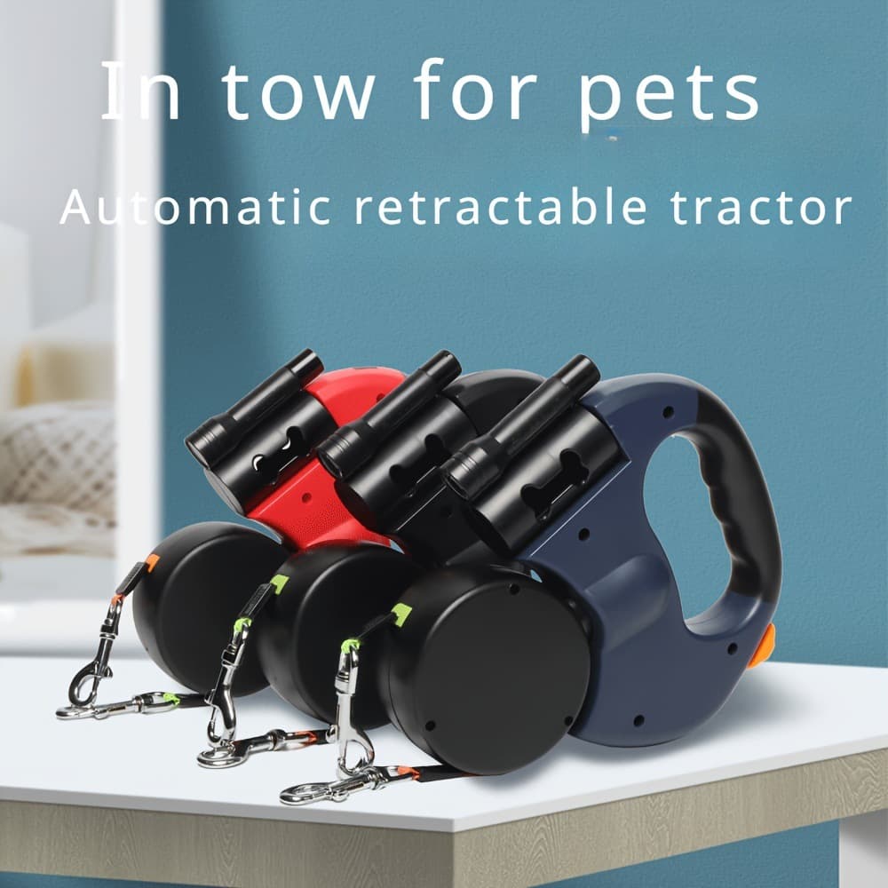 2025 New Cross-border Drop Shipping Pet Automatic Leash 2-in-1 Dual-head Pet Leash