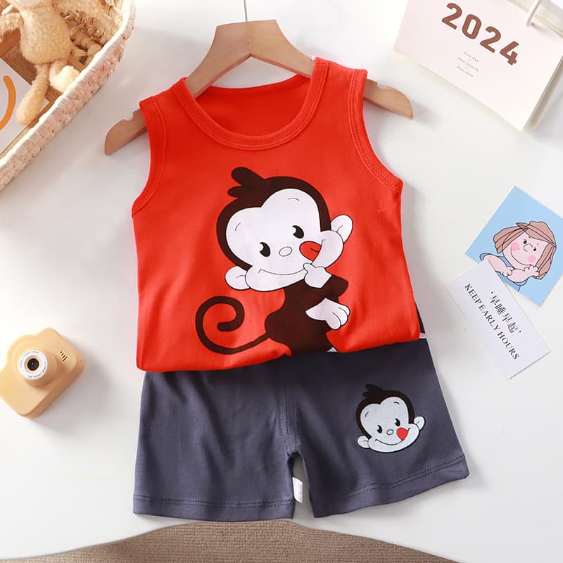 New Vest Children's Fashion Set Baby Top Sleeveless Shorts Summer