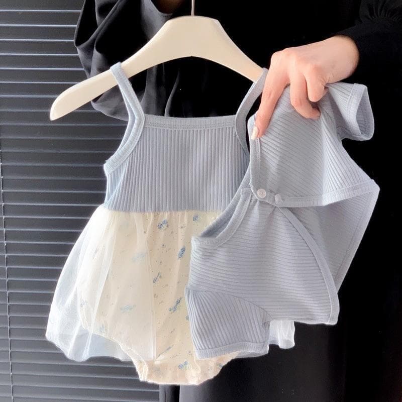Summer suit for baby, fashionable and cute little princess, super fairy mesh suspender bag butt skirt, baby girl jumpsuit summer style