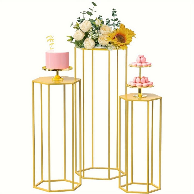 2026 New Cross-border Drop Shipping 3 Hexagonal Base Cylindrical Stands