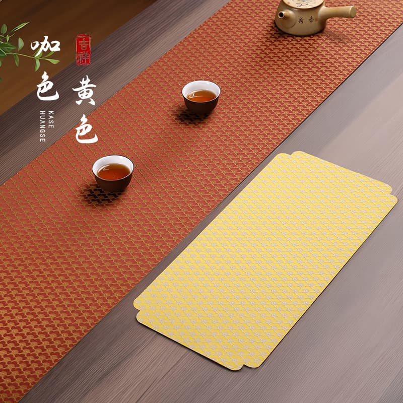 Waterproof Chinese-Style Double-Sided Tea Mat Fabric Table Runner Rectangular Small Tea Mat Tea Flag Coffee Table Simple Home Use
