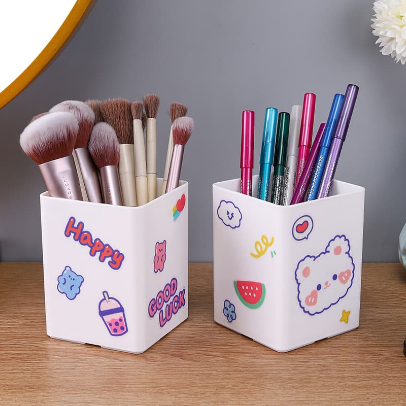 Japanese Style Pen Holder Student Desk Office Stationery Storage Plastic Makeup Brush Organizer Muji Style Pencil Cup