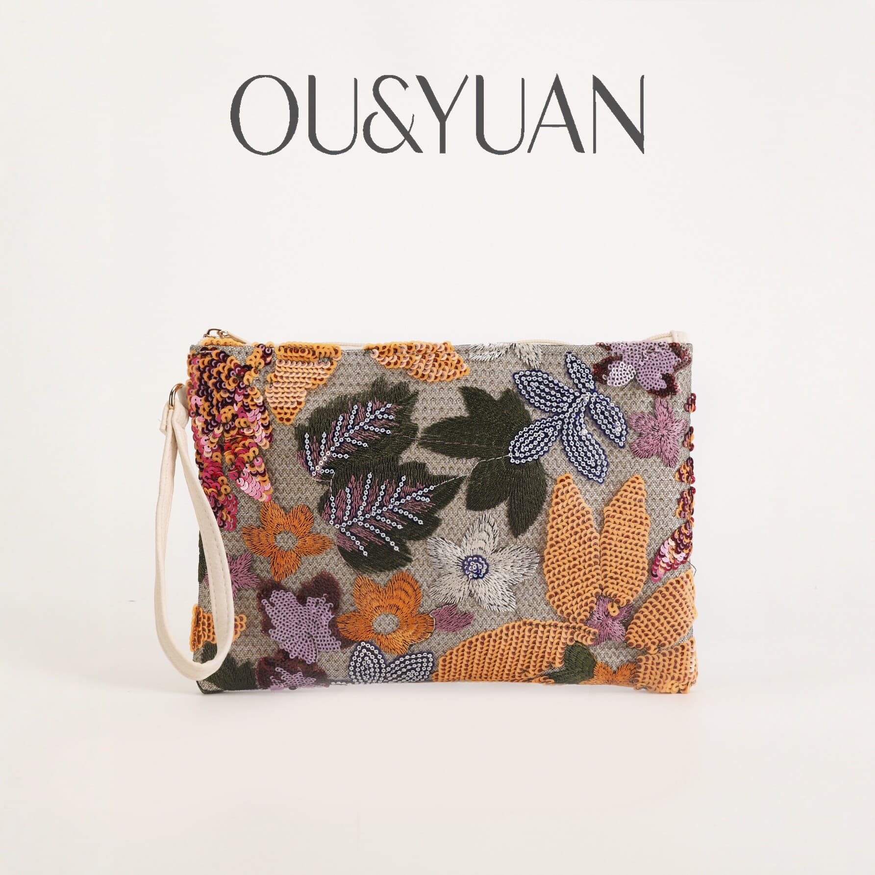 Cross-border new women's bag heavy industry embroidery sequin clutch high-end niche summer fashion handbag straw weave