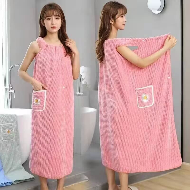 Coral fleece bathrobe, spring and autumn style, wearable bath towel, women's thickened, soft, absorbent, quick-drying, home sleepwear, bathrobe