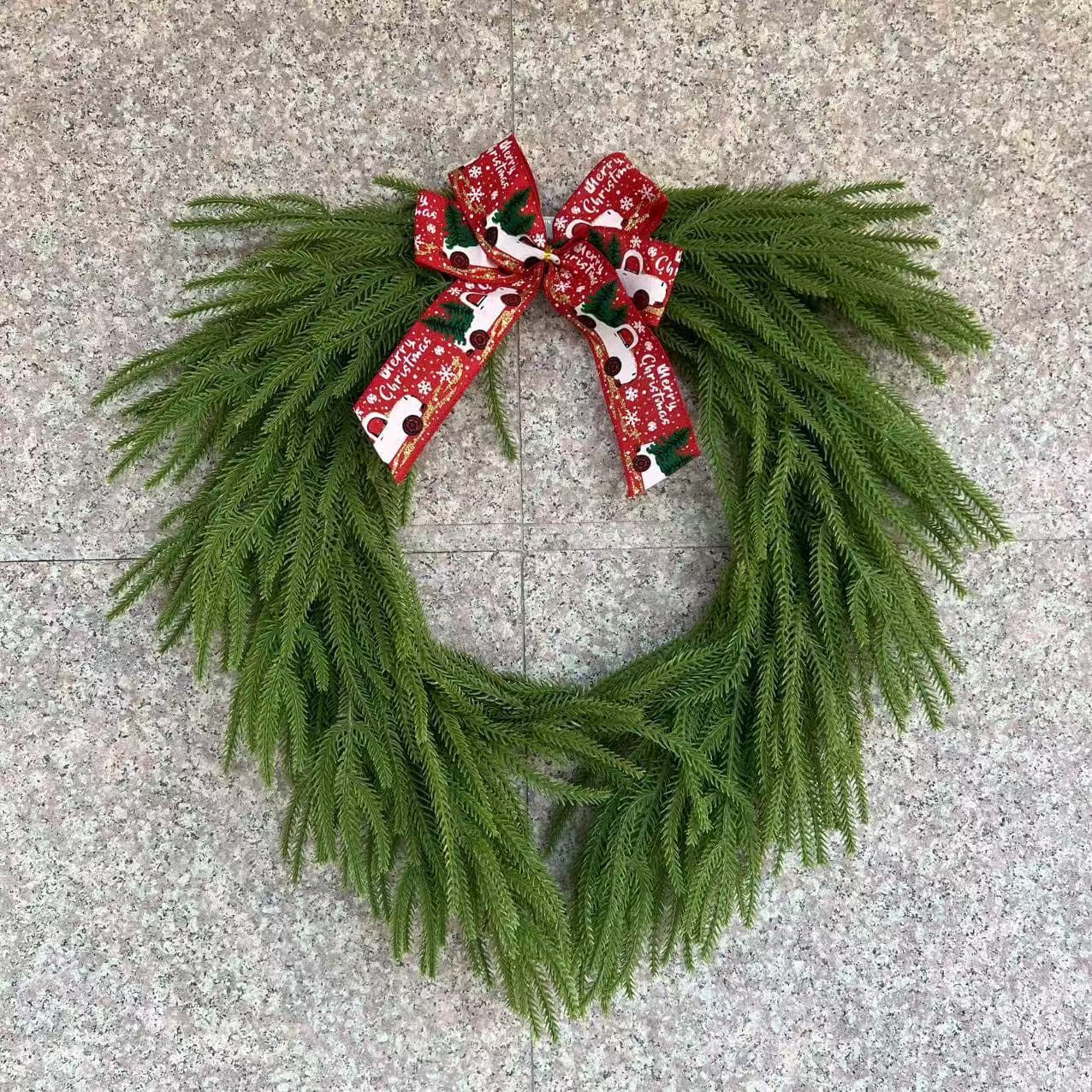 Artificial Christmas Ivy Branches Pine Needle Decorative Wreath Factory Christmas Decoration Plastic Flower Material Handmade And Machine Processed