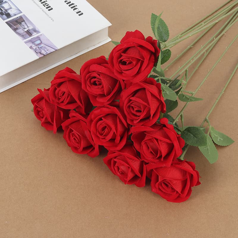Single flannel rose wedding simulation flower rose wall waterfall home hotel decoration flower arrangement fake flower Nordic style