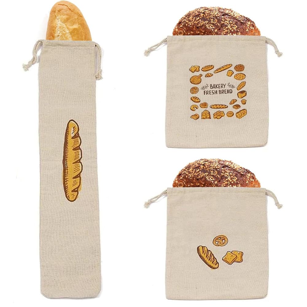 Cross-border Cotton Linen Bread Bag, Reusable Bread Drawstring Bag, Baguette Bread Packaging Cotton Linen Drawstring Pouch