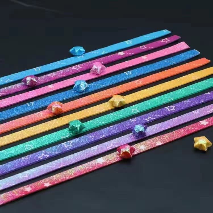 Pearlescent Star Paper Lucky Star Handmade Wishing Star Handmade Origami Stacked Five-Pointed Star DIY Handmade Paper