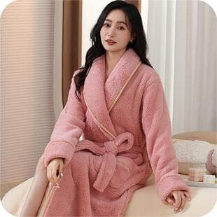 300G Thickened Fleece Bathrobe for Women 2025 Autumn Winter Long Coral Fleece Robe Warm Loungewear Cross-Border Wholesale Morning Robe Unisex