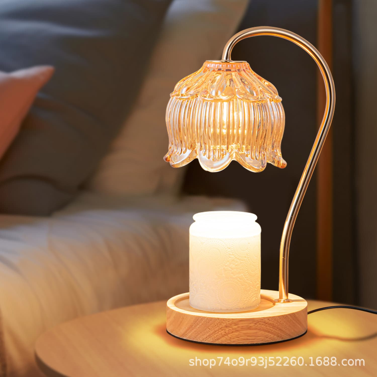 Decorative Table Lamp Modern Minimalist Design White Ceramic Base Brass Finish Metal Shade Led Light Source