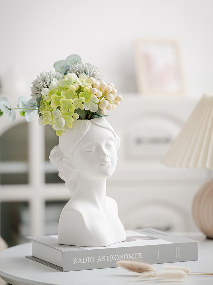 Artisan Ceramic Face Vase, Modern Nordic Style Light Luxury Creative Home Decor Living Room Ornament