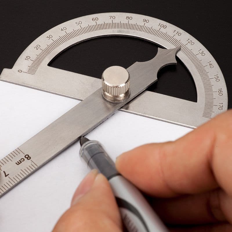 Angle ruler double-arm stainless steel angle gauge 180-degree adjustable semicircular protractor protractor multi-function angle