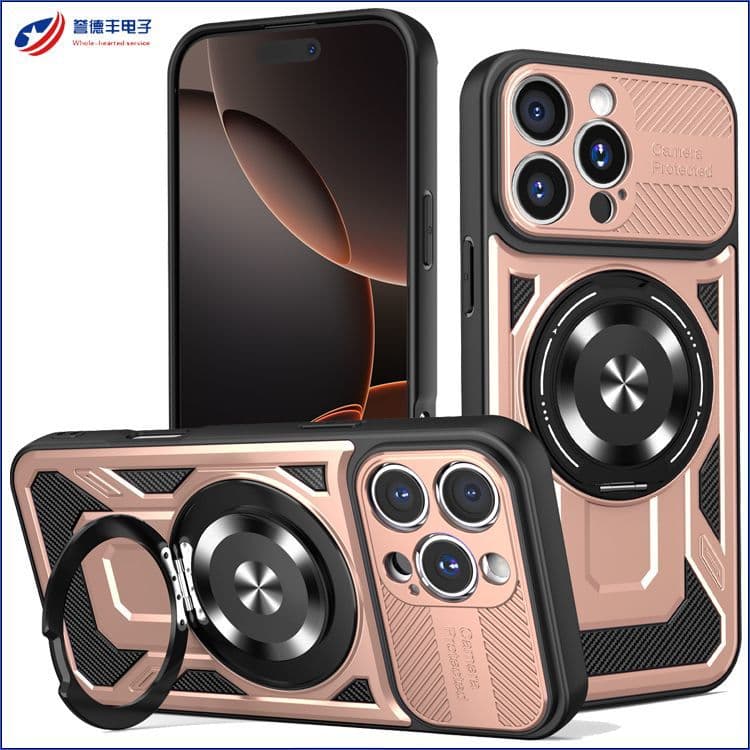 Cross-border compatible iPhone 16 PRO MAX phone case, Youjia skin-feel case with stand, magnetic, Apple 15 shockproof hard