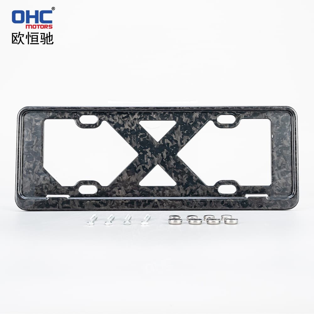 Forged carbon fiber domestic blue license plate plate car modification forged pattern license plate frame carbon fiber license plate decorative frame