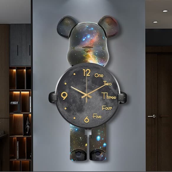 Factory wholesale wall clock for living room, dining room, simple creative atmosphere light Brick Bear clock
