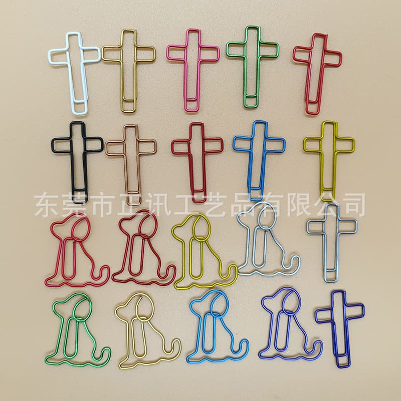 Cross-border hot-selling sitting dog paper clips, gold cross-shaped, cute dachshund clips.