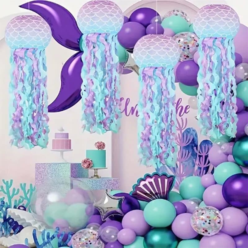 Cross-border Special Children's Creative Hanging Mermaid Jellyfish Lantern Birthday Party Scene Decoration Room Decor
