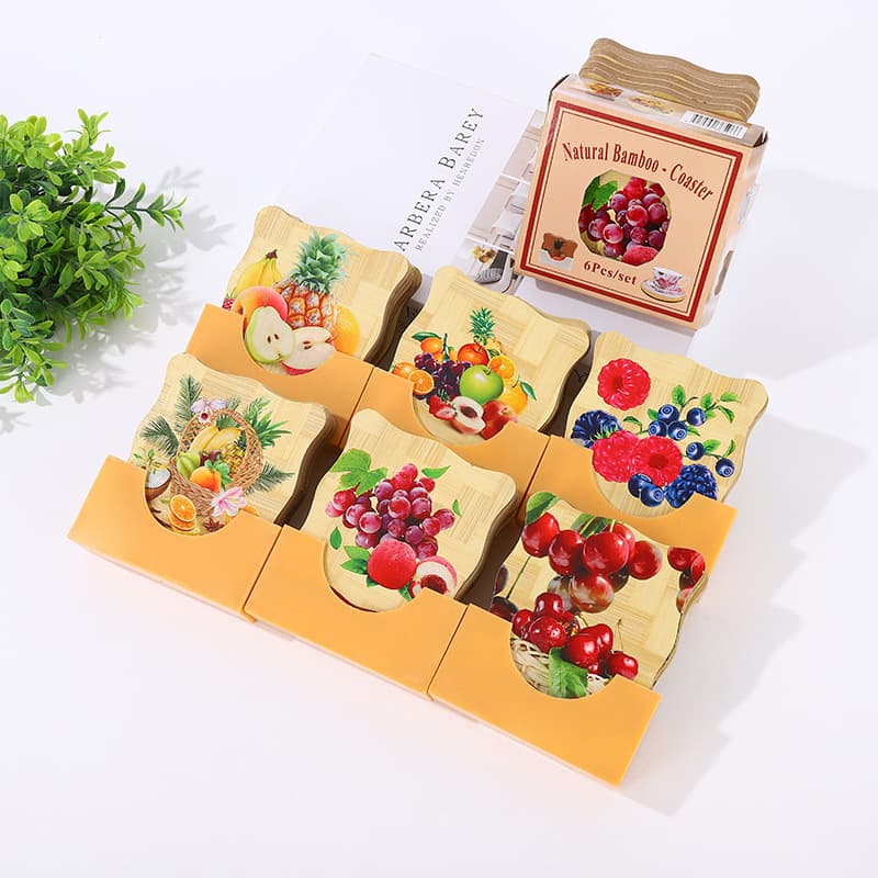 Factory Direct Home Table Mat Creative Hotel Coaster Thick Wooden Printed Bowl Pad