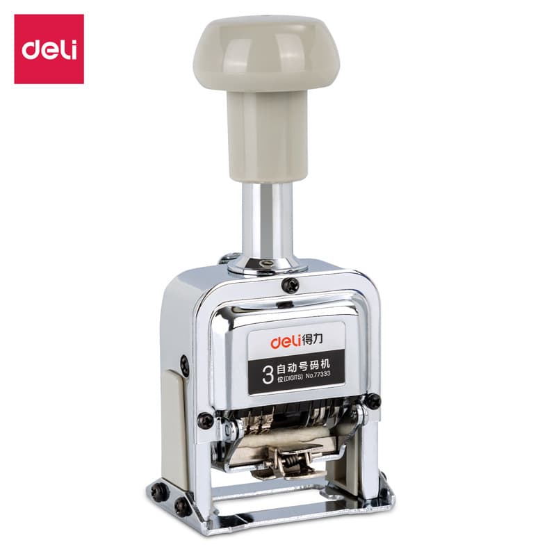 Deli 77333 three-digit automatic numbering machine (gray) (box)