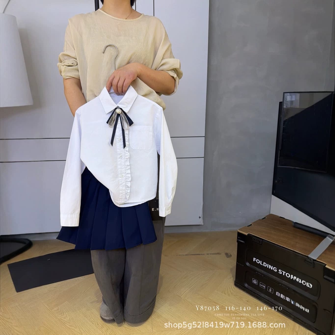 Girls Shirt 116-170 Huzhou Zhili Children's Clothing Girls Autumn Graduation Blouse EK7058
