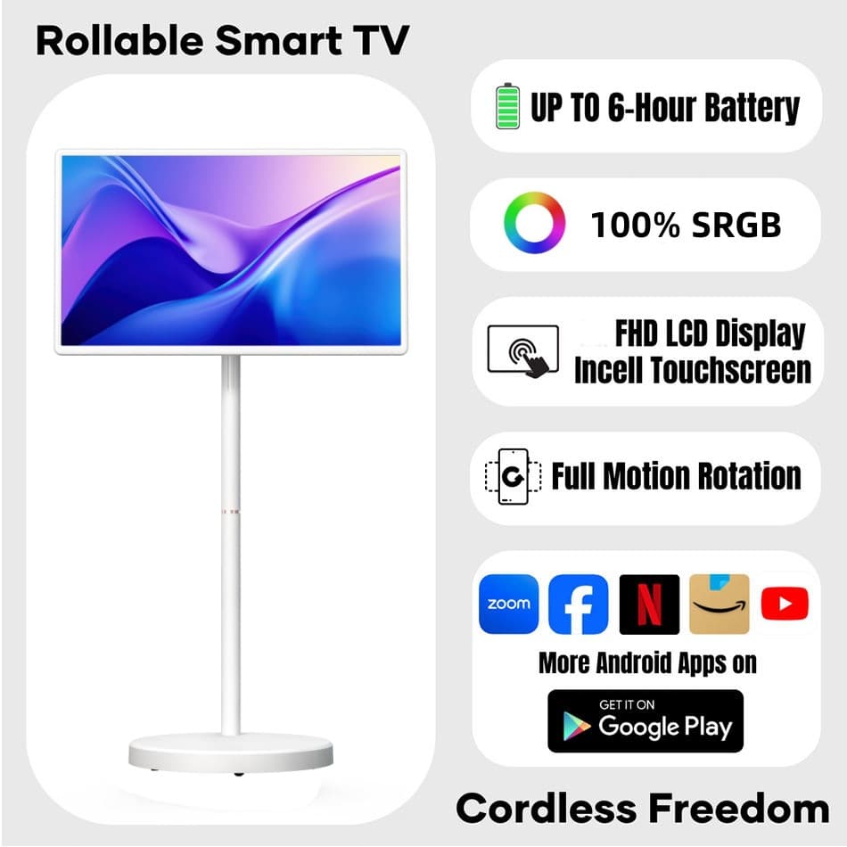 Portable 4K TV for Her 21.5-inch 27-inch 32-inch Freestyle Screen Vertical Outdoor Mobile TV