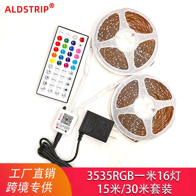 Cross-Border In-Stock LED 24V Strip Kit, 3535 Low Voltage RGB with 44-Key IR Bluetooth Music Self-Adhesive