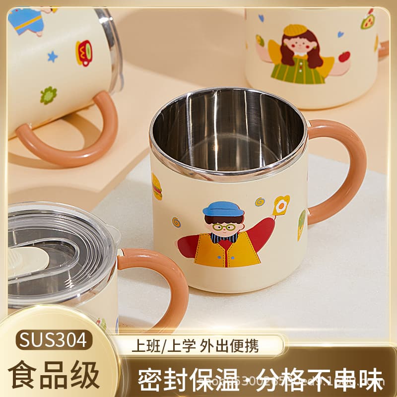 304 Stainless Steel Vacuum Insulated Cartoon Coffee Cup with Lid Bulk Gift