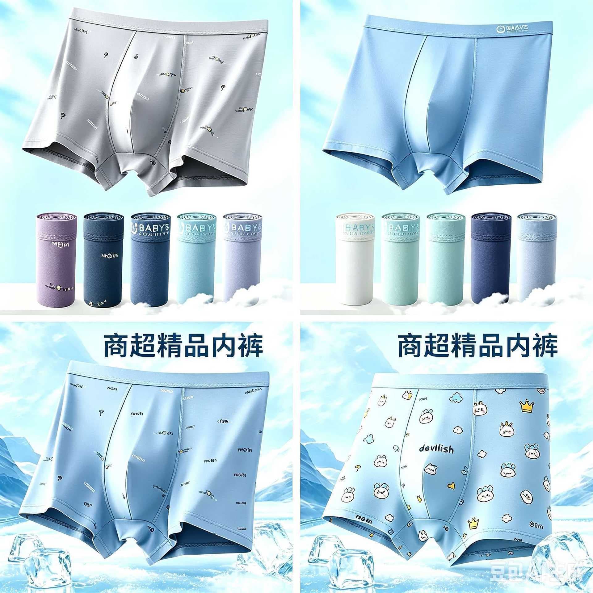 Men's pure cotton underwear, combed cotton boxer briefs, large size fat man's pants, seamless ice silk commercial super boutique underwear