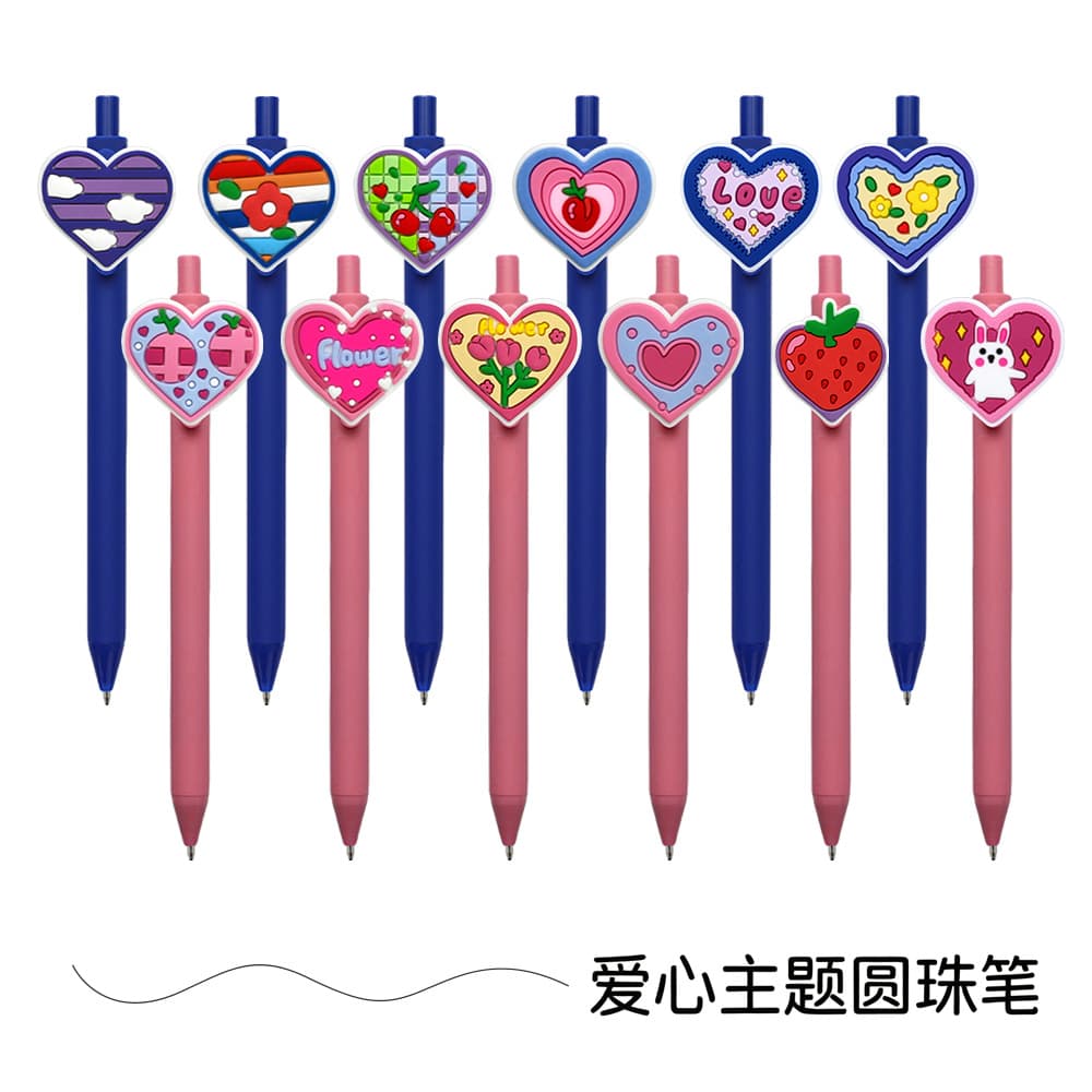 Love theme mixed cartoon ballpoint pen color patch pen children's press gel pen little girl stationery gift