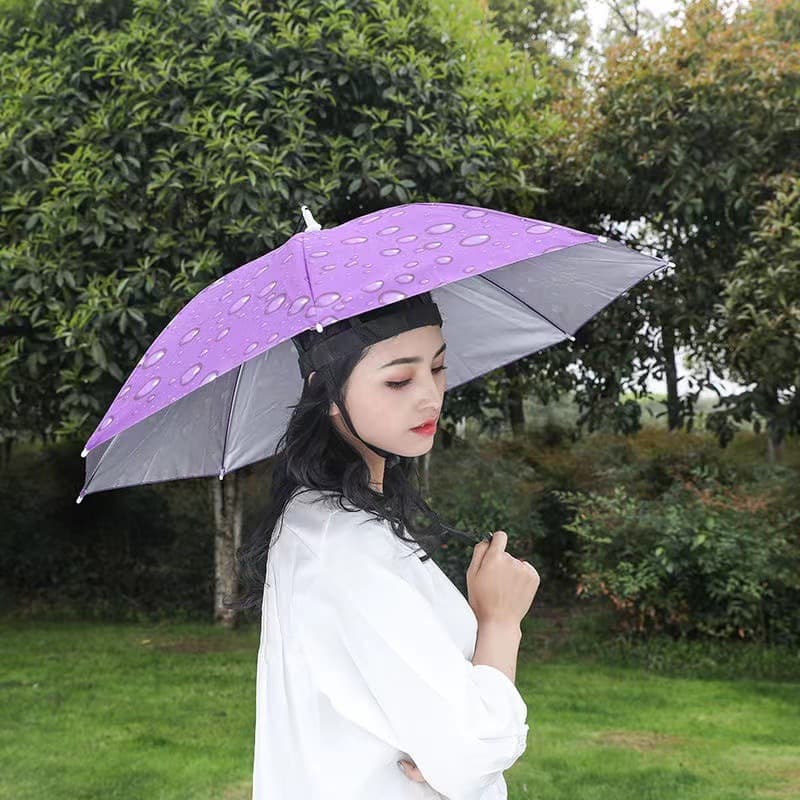 Hat Umbrella Head-Worn Rain Umbrella Hat, Fishing Head-Worn Sun Umbrella, Outdoor Tea Picking Sanitation Sun Protection Bamboo Hat Umbrella Foldable Large Size
