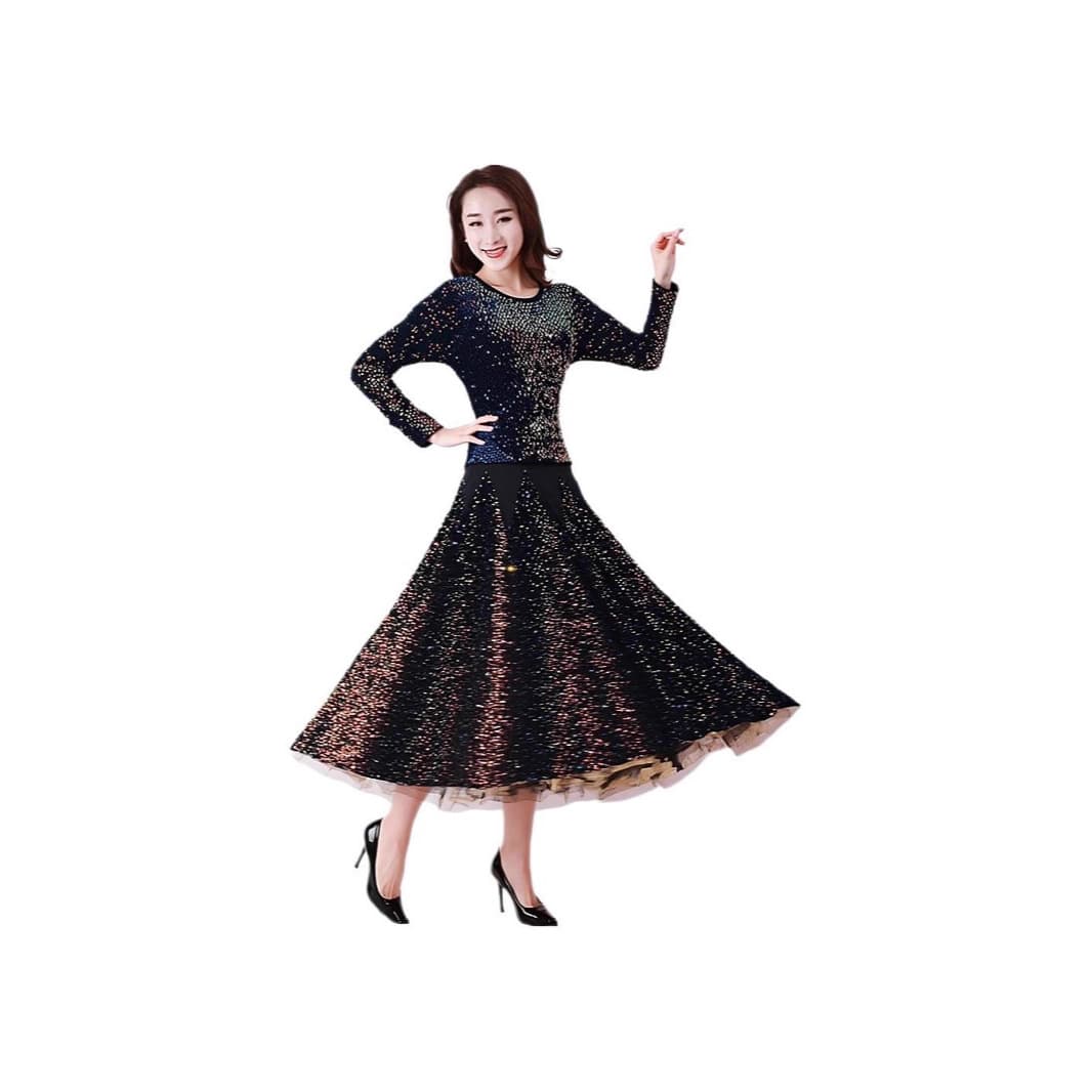 New Modern Dance Dress Large Flare Skirt Long Sleeve Performance Dress Social Dance Performance Dress Modern Dance