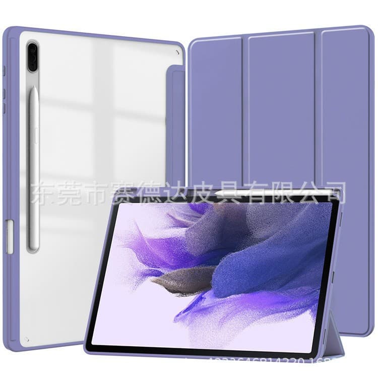 For Tab A9 Plus 11-inch Tablet Case, Sleep/Wake Function for X110/SM-115, Transparent Tri-fold Anti-Drop Leather Case